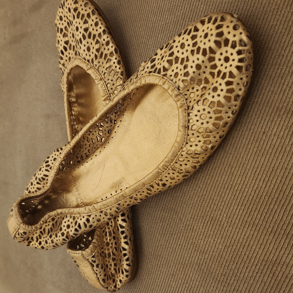 J. Crew Gold Flats with Ornate Cutouts